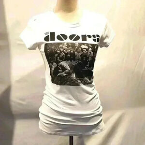 Reversed' The DOORS' white fitted t shirt size Large T808999